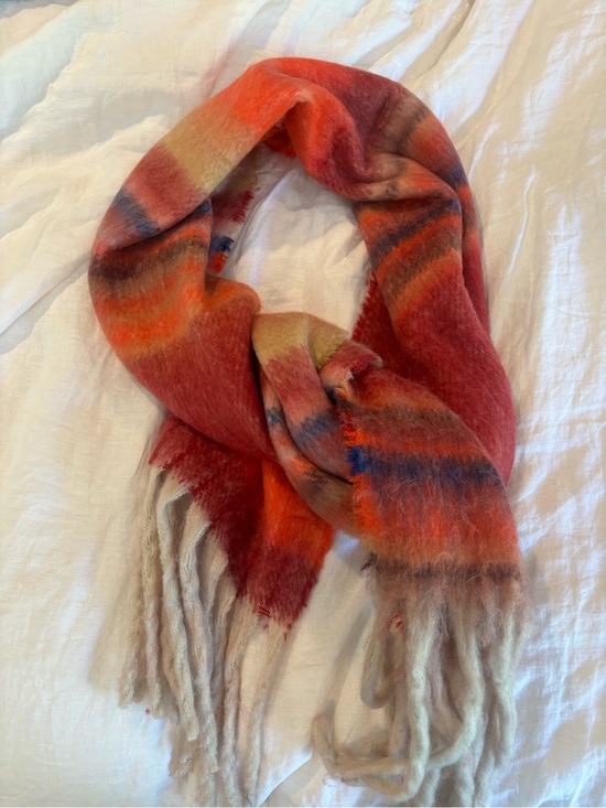 Free People Accessories - FREE PEOPLE Soft Red Multi-Stripe Women's Fringe Scarf NWOT